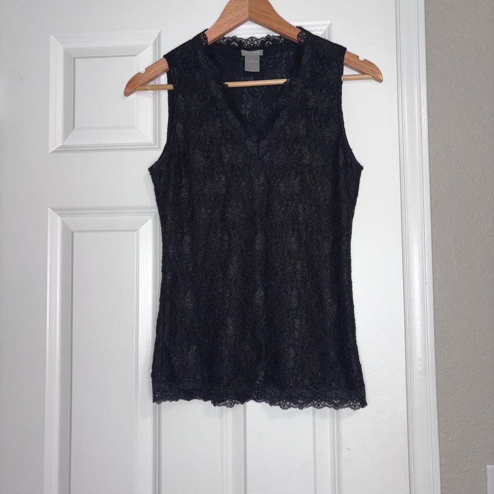 Y2K Ann Taylor Romantic Sophisticated Sleeveless Lace Top with Floral Overlay
